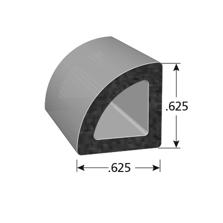 Exonic Polymers Triangle EPDM Sponge Rubber Seal, .625"H & .625"W, 25 FT. PSA Tape EX-2123-P25
